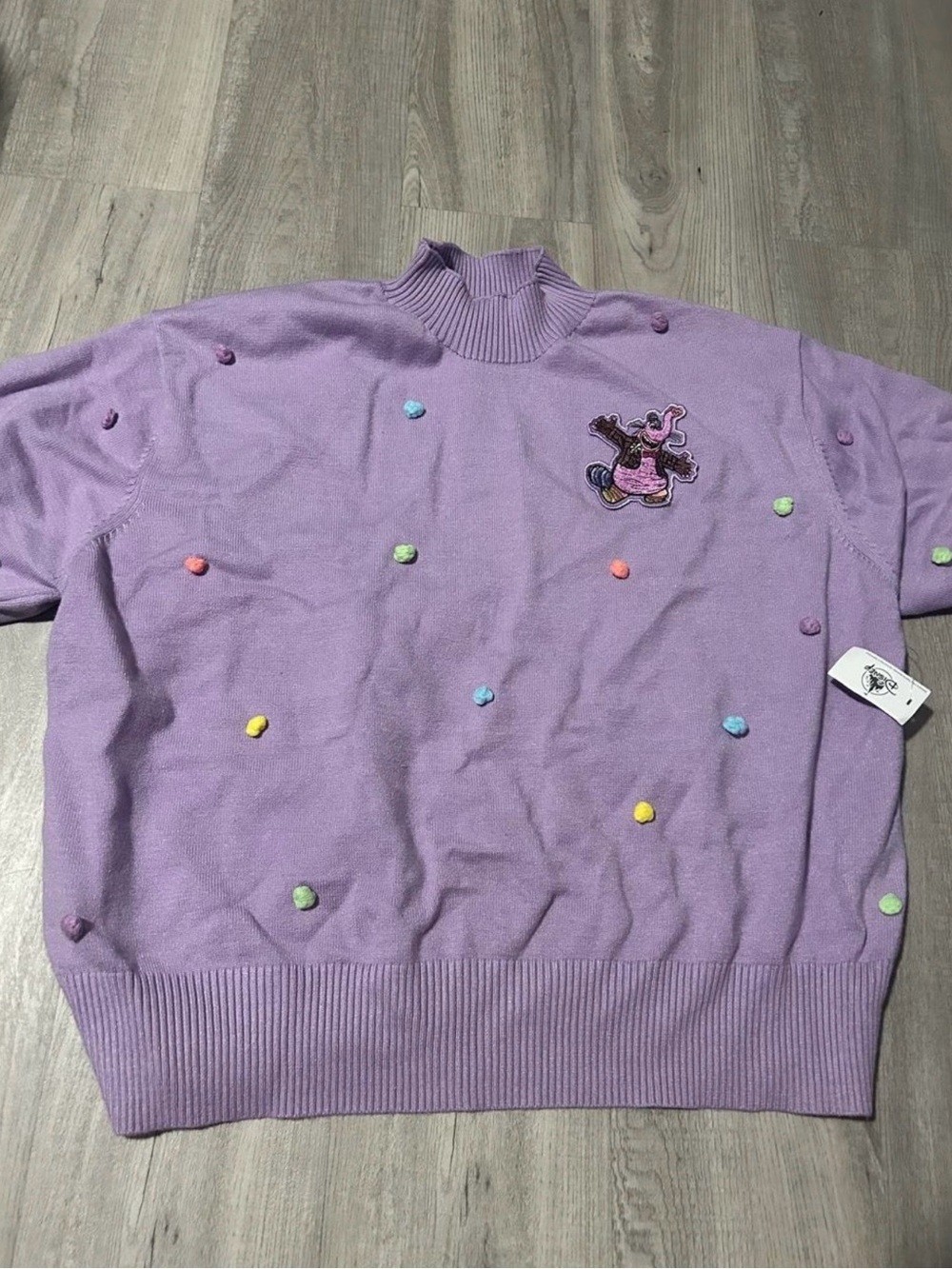 Disney Inside Out Bing Bong Lavender Pom-Pom Embellished Top